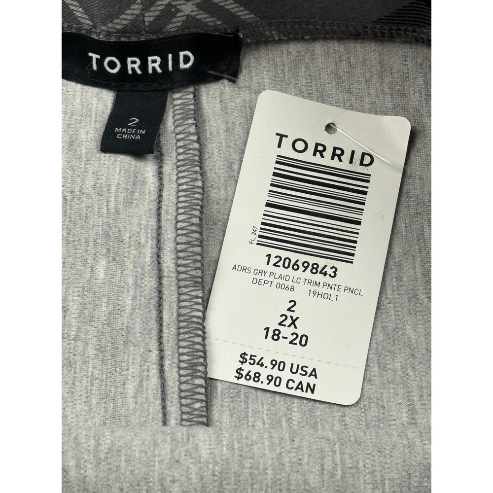 NEW Torrid Gray Plaid Pull On Mini Studio Luxe Ponte‎ Lace Trim Pencil Skirt - Picture 9 of 12